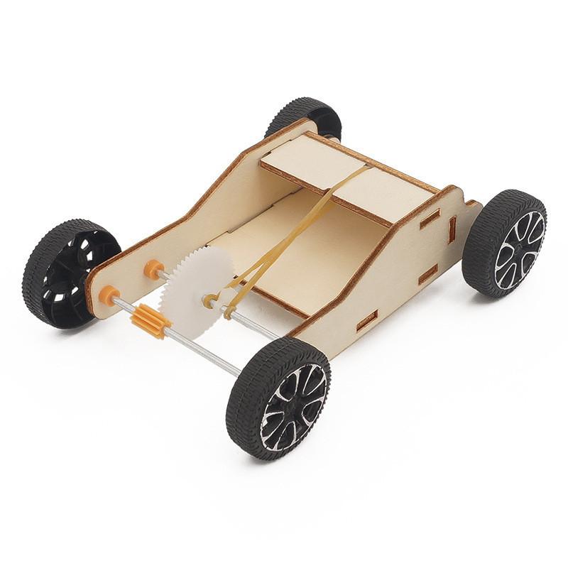 Children's Diy Rubber Band Powered Car Material Pack Educational Physics Science Toy
