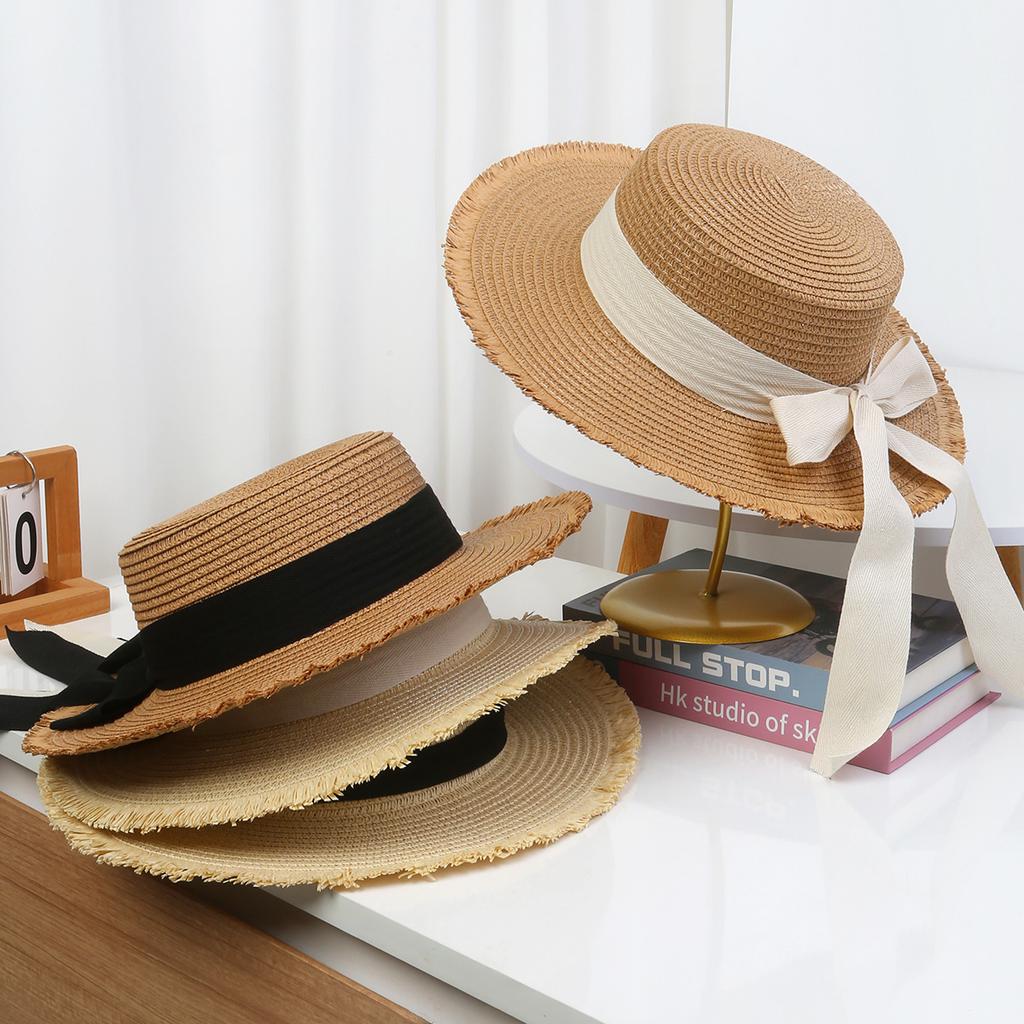 Spring Hat with Ribbon Design Versatile Straw Hat Breathable Sun Protection Sun Hat Summer Sun Hat with Large Edge