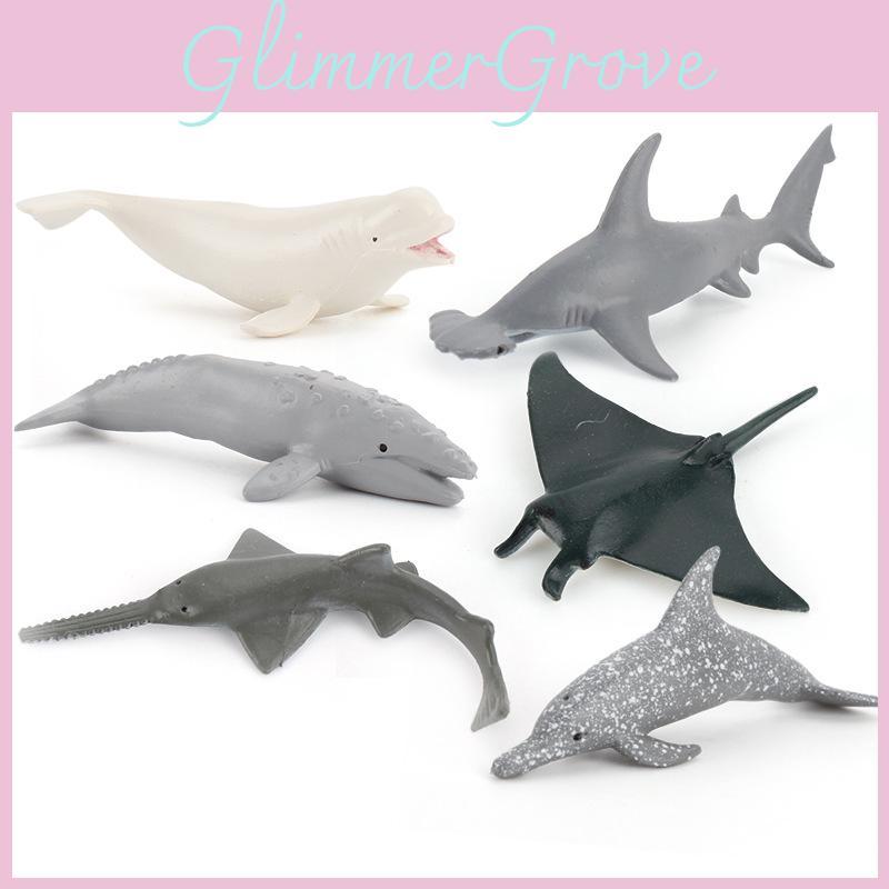 Realistic Miniature Dolphin Devil Ray Beluga Whale Shark Model Ocean Animal Toy Collection