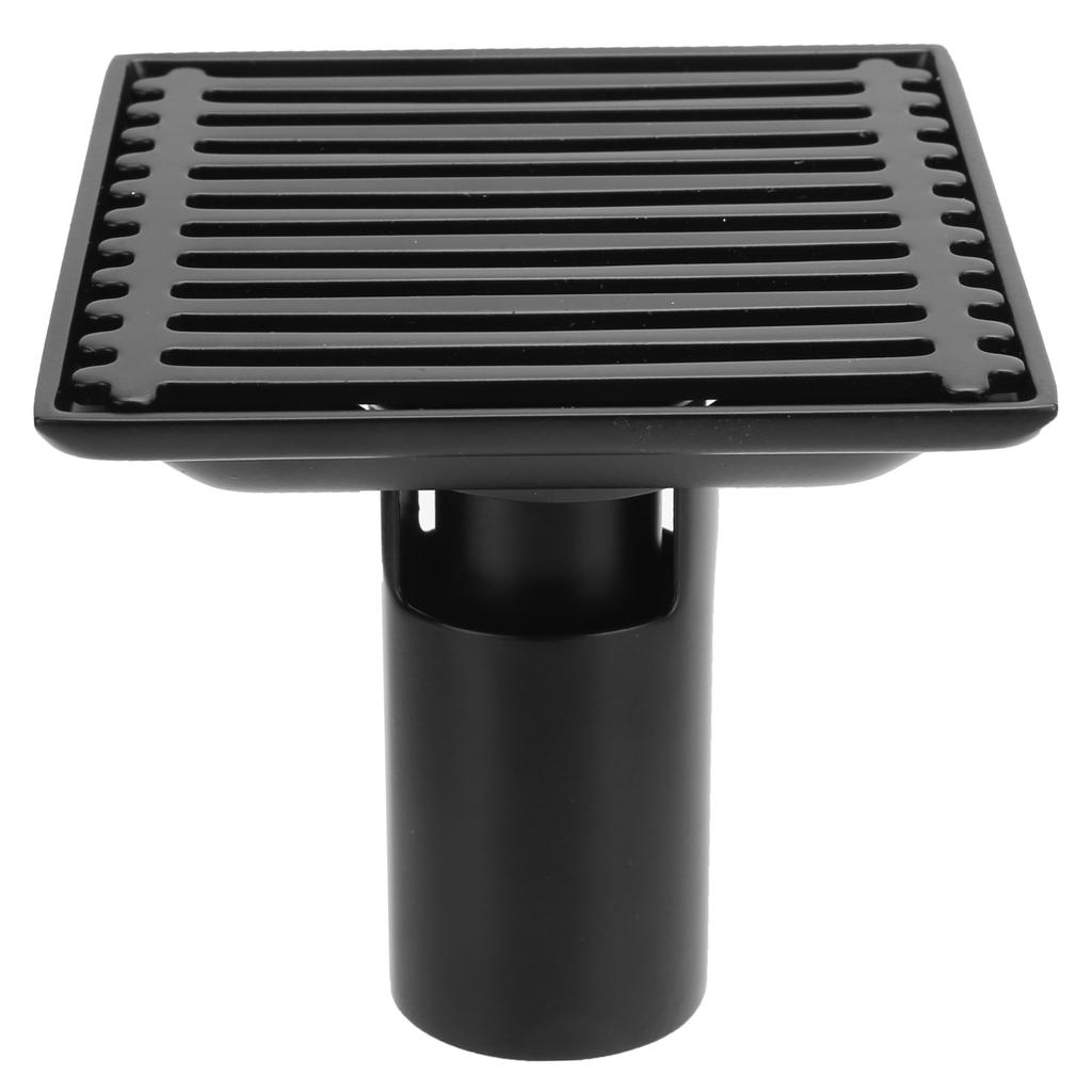 Floor Drain with Removable Cover Grille Square Shaped Shower Drain 10x10cm Black
