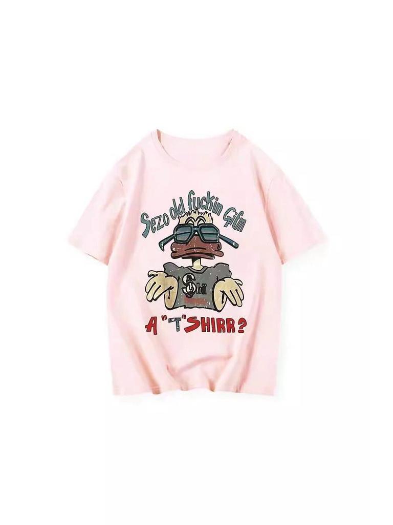 Unisex Oversized Retro Cotton T-Shirt – Short Sleeve Trendy Top for Couples