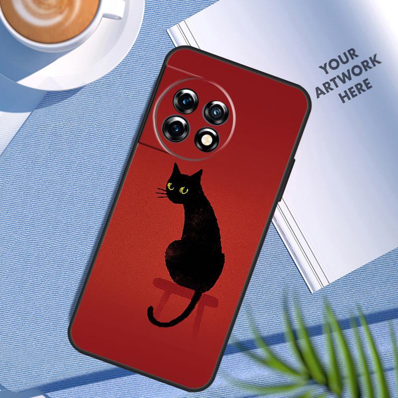 Black Cat Face Kitty Case For OnePlus Nord CE 5 2 3 4 Lite N20 N30 OnePlus 15 13 12 11 9 10 Pro 13R 10T 13T Cover
