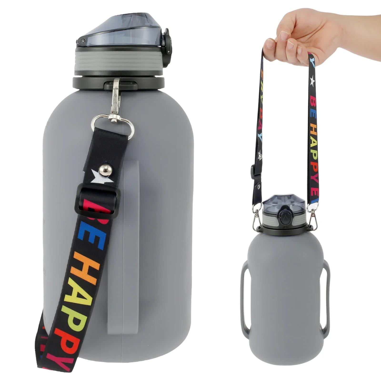 

Складная бутылка для воды 2 л/64 унции спортивная бутылка для воды для кемпинга походов герметичный спортивный чайник с ремешком силиконовый складной стакан для воды 2.0L