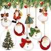 Holiday Gift Tags for Friends 16/24/32Pcs Christmas Wooden Ornaments, Flying Angels Decorations, Santa Claus Rustic Xmas Party Supplies Ornaments