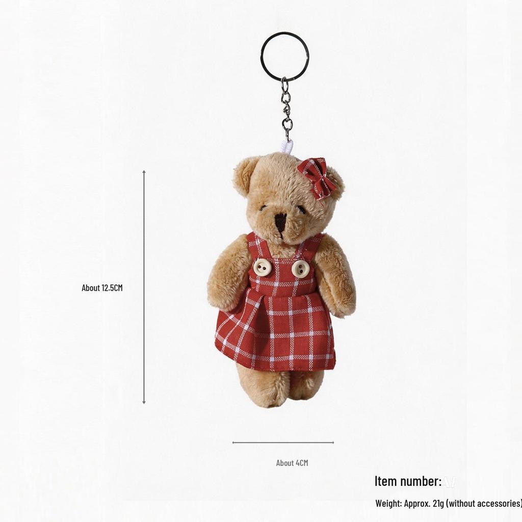 Cartoon Burlap Bear Keychain Pendant - Plush Doll Decoration for Student Bags