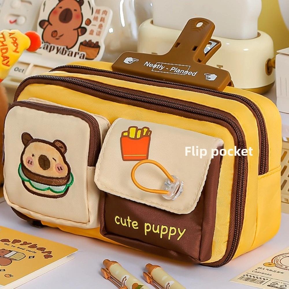 Cosmetics Card Storage Cartoon Pen Pencil Case Cartoon Embroidery Stationery Storage Bag Men Women