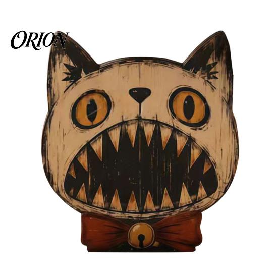 Atmospheric Retro Interior Ornaments Halloween Wooden Ornaments, Distressed Pumpkin/Cat Decorations, Desktop & Wall Artistic Home Office Decor Decors