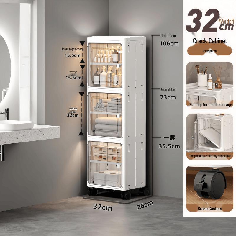 Large Capacity Floor-Standing Dustproof Gap Storage Cabinet for Bathroom