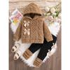 Baby Girls Winter Hooded Fleece Sweater and Long Pants 2 Piece Outfit Set Warm Plush Pullover Top Toddler Clothes