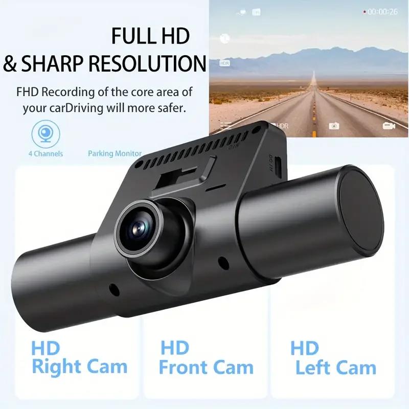 Auto Dashcam 4 Kanaals Black Box Rijcamera FHD 1080P Voor Links Rechts Achter Nachtzicht Loop Opname Recorder Video Voertuig DVR