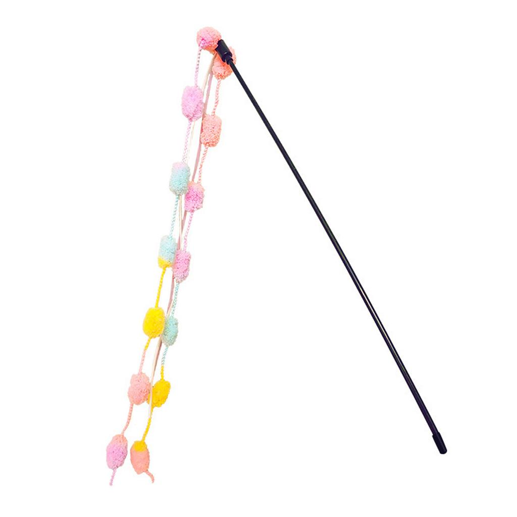 Cat Wand Toys with Tassel Durable Bite Resistant Soft Interactive Cat Teaser Wand Toys with Bell