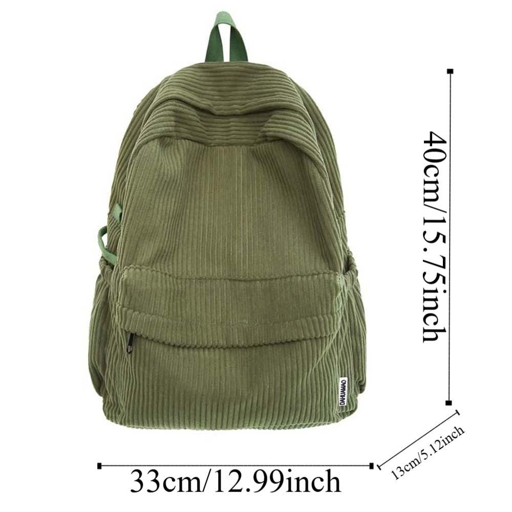 Lightweight Corduroy Backpack Large Capacity Casual Students Daypack Solid Color School Bag  Travel