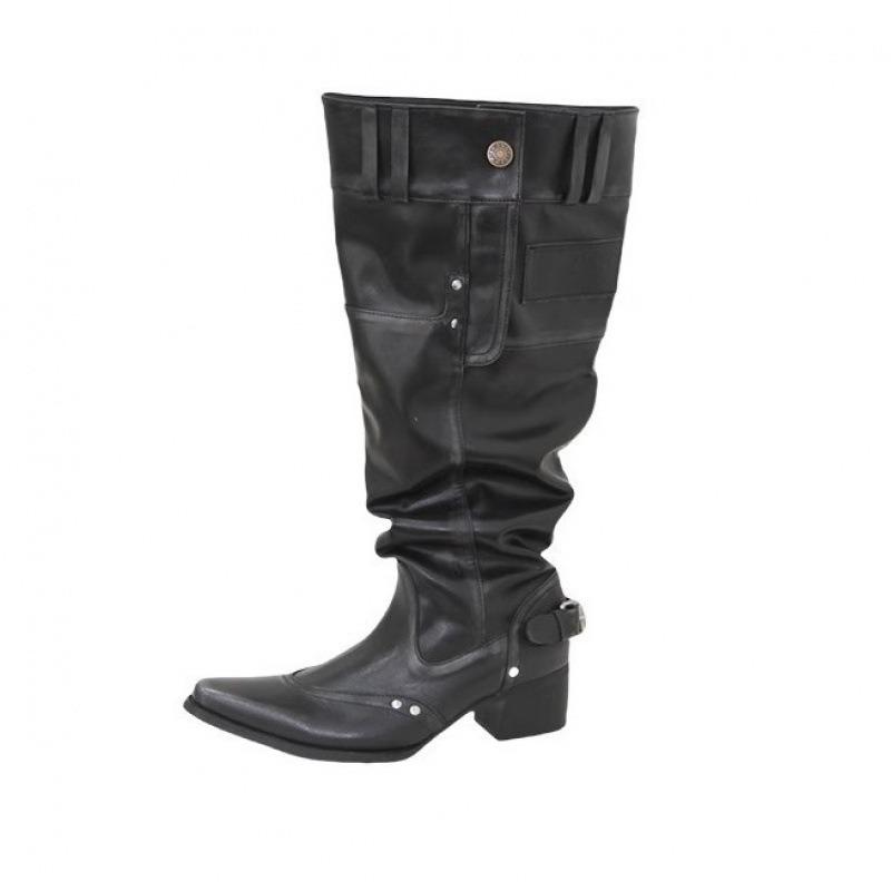 New Niche Design Pointed Big Tube Circumference High Heel Stacking Boots Retro Western Cowboy Boots Thick Heel Boots