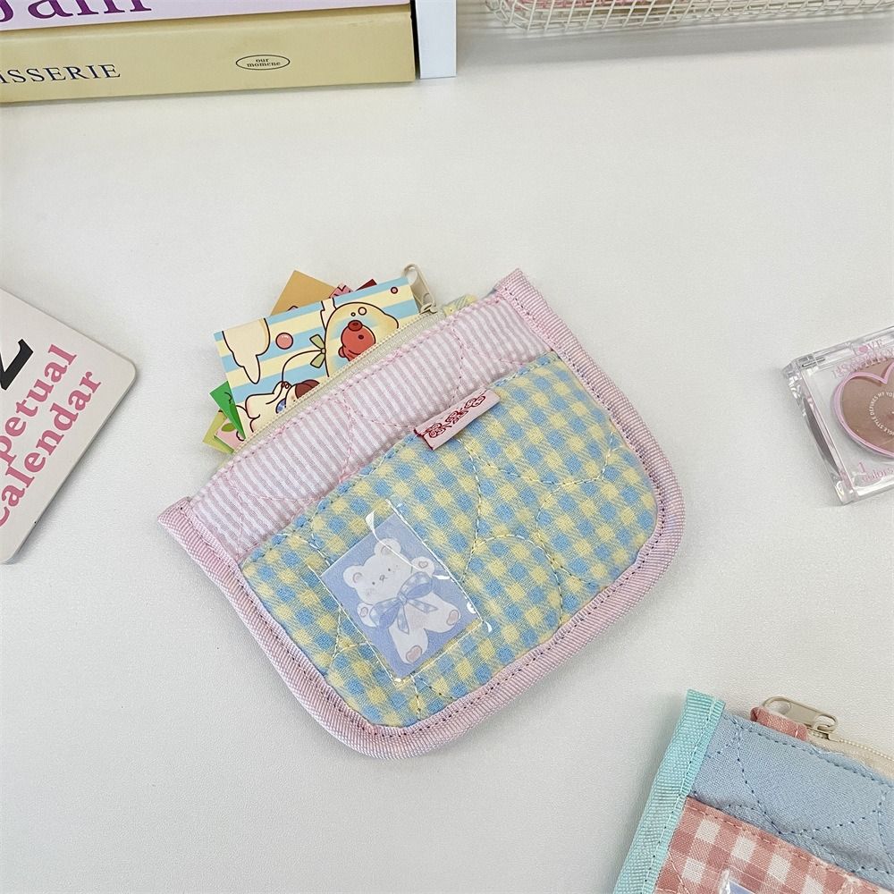 Cute Portable Coin Purse Multifunctional Lightweight Wallet Card Holder Zipper Small Storage Bag Students