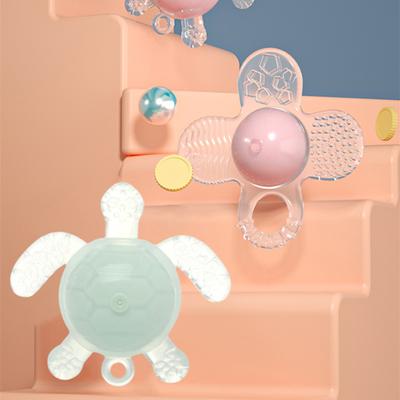 Baby Teether Built-in Bell Transparent Silicone Green Four-leaves Clover Teether Toy
