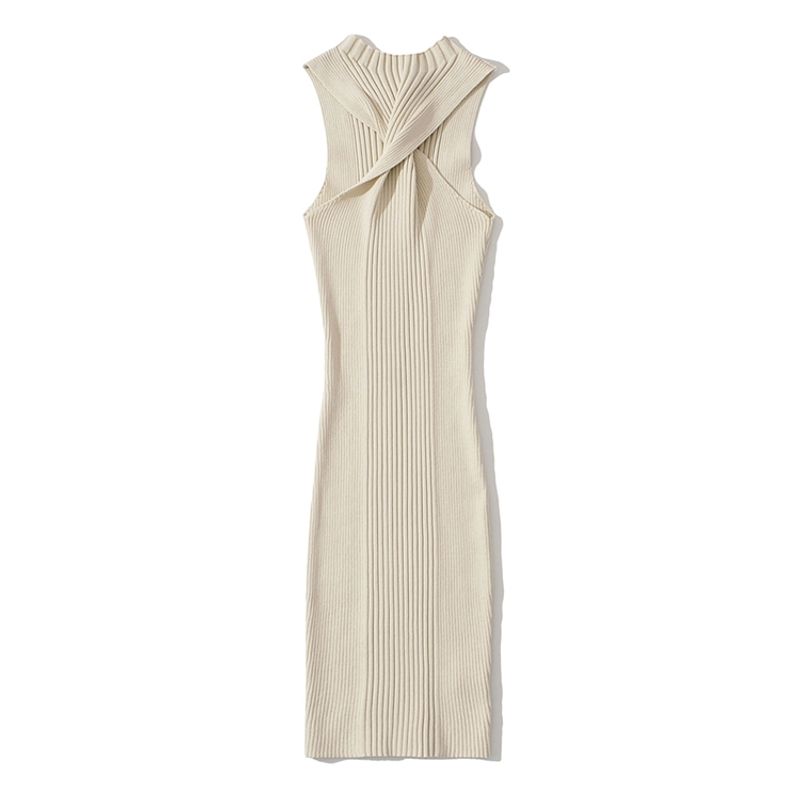 Za2025 Summer New Women Clothes Fashion Temperament Waist Hugging Sexy Neck Collar Sleeveless Backless Short Dress