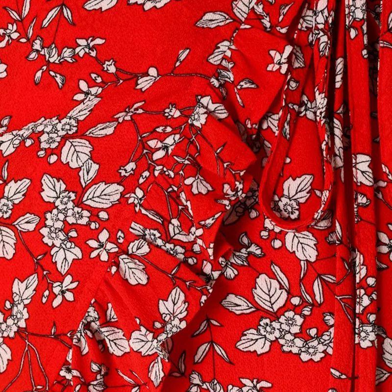 Premium Women Short Sleeve Wrap Boho Floral Mini Dress For Effortless Summer Style