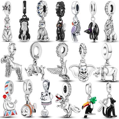 Hayvan Serisi Dangle 925 Gümüş Tavşan Border Collie Papağan Schnauzer Boncuk Charms Fit kadının Sevimli Bilezik Takı
