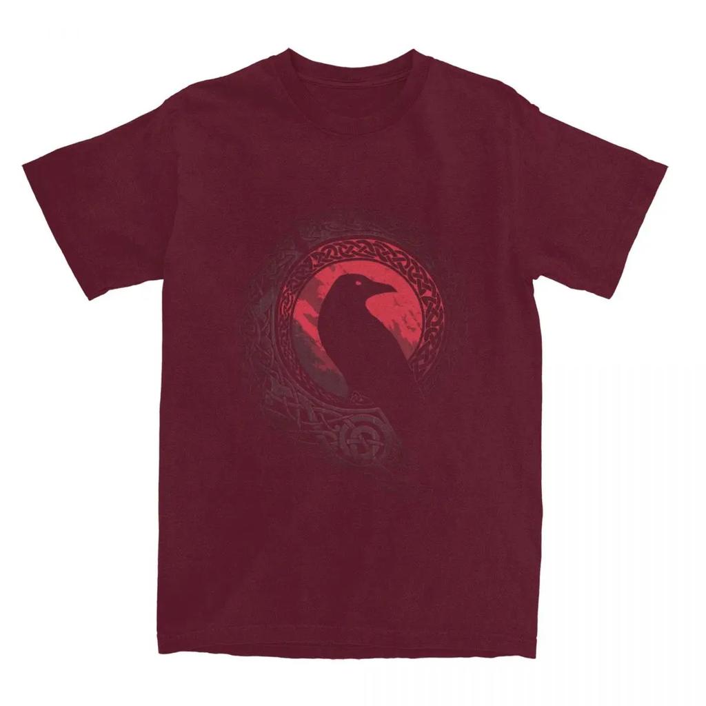 Unique EDDA Bird Viking Valhalla Odin T-Shirts for Men Crewneck Pure Cotton T Shirts Short Sleeve Tee Shirt Plus Size Clothes