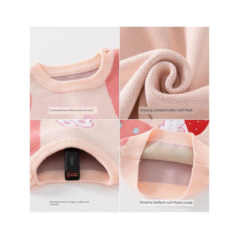 Cute Spring and Autumn Bunny Girl Combed Cotton Sweater