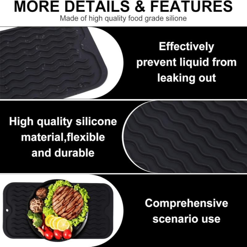 Large Silicone Dish Drying Mat, 30x15cm/ 11.81x5.91inch Foldable Draining Board Mat, Heat-Resistant Drainer Non-Slip Drying Mat