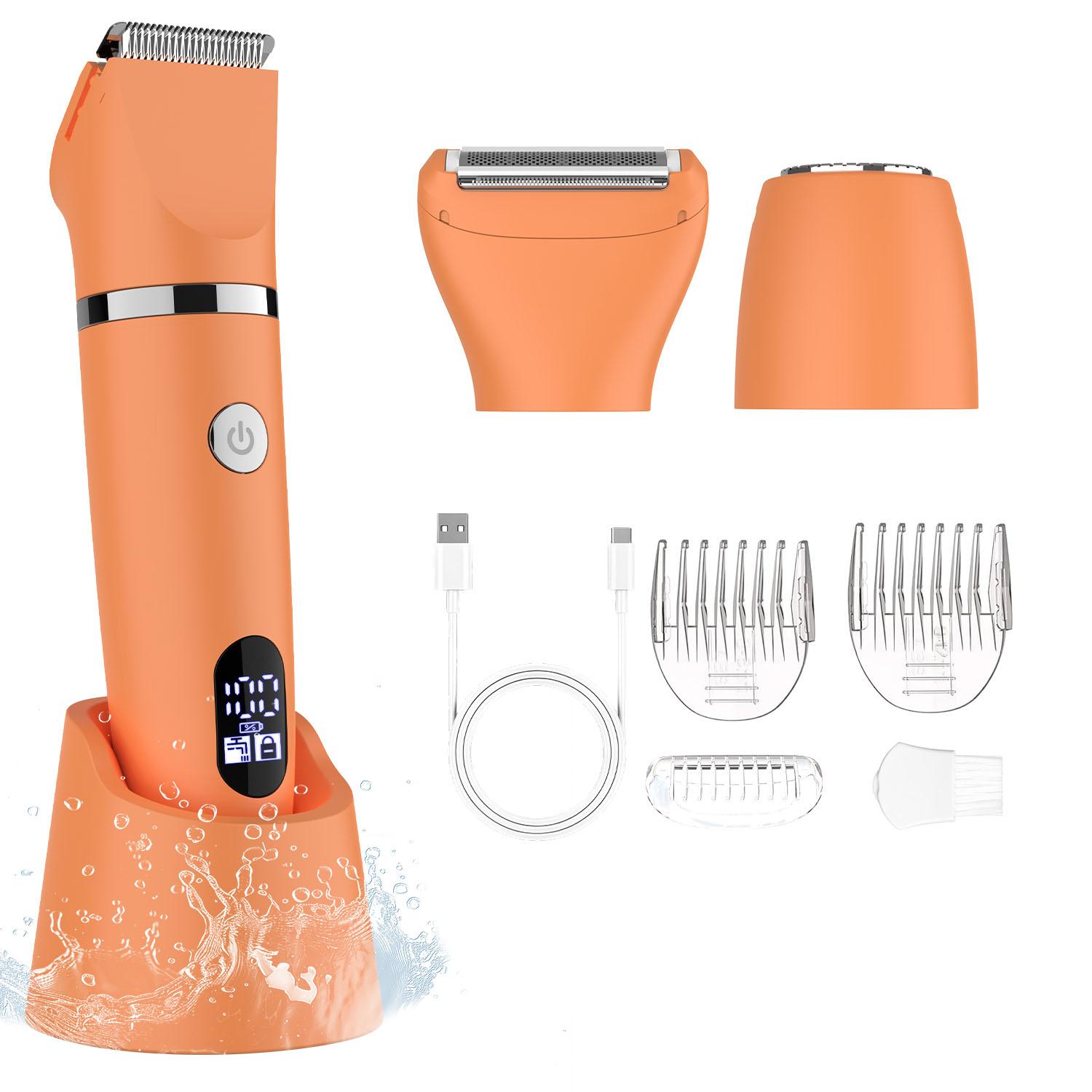 

Електробритва-епілятор 3-в-1 з цифровим дисплеєм, унісекс-тример для інтимної зони, пахв, ніг, для безпечного, точного та універсального використання помаранчевий