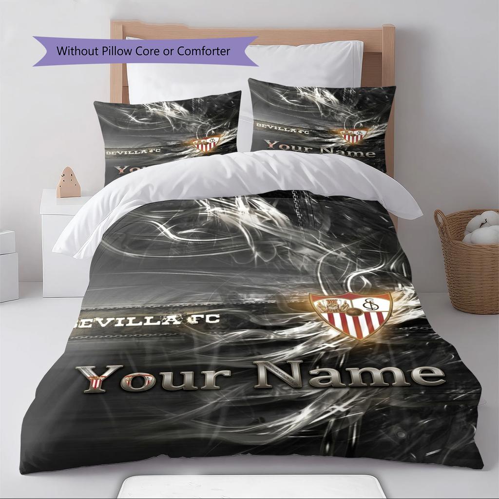 Name Custom Sevilla FC Pattern Bedding Set Quilt Cover Pillowcase Home Decor Gift (1 * duvet cover + 2 * pillowcase, without core)