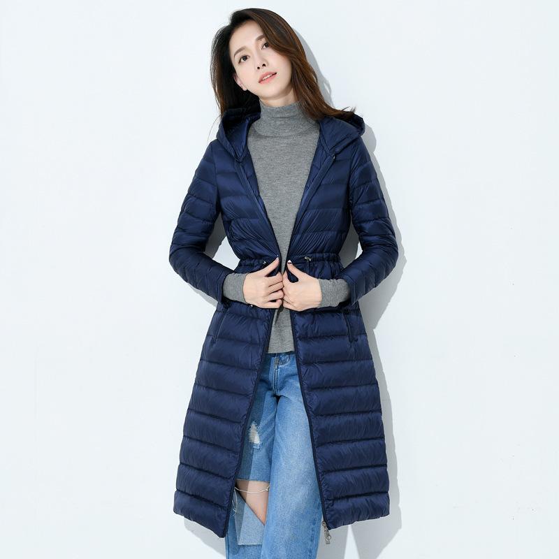 Doudoune légère d'hiver pour femme, mi-longue et longue, version coréenne, taille fine, veste chaude polyvalente