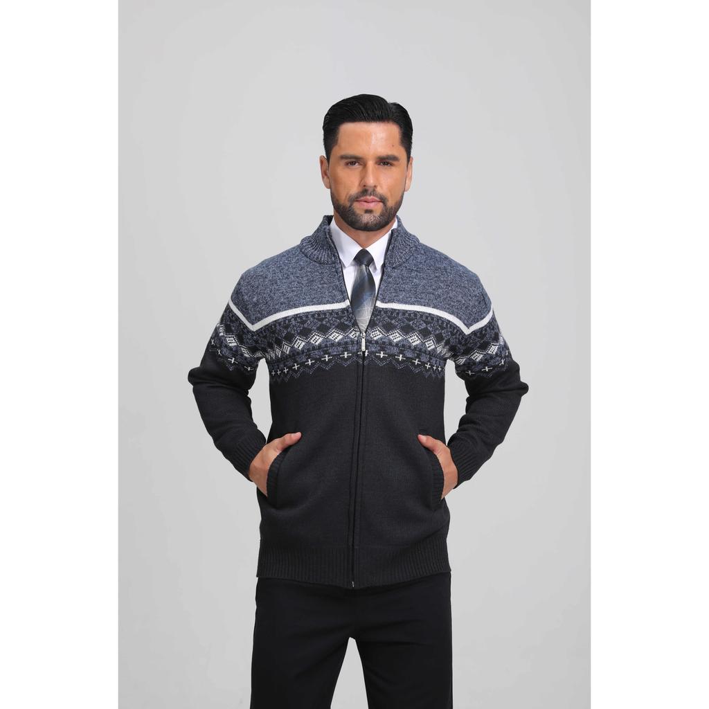 Cozy Up Sweaters for Men,Men's Full Zip Cardigan Sweater Casual Cable Knitted Stand Collar Sweater with Pockets Jackets for Men