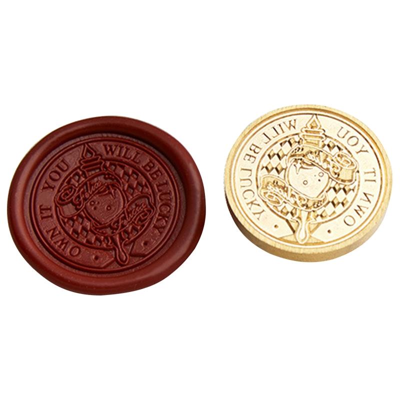 30mm Round Seal Stamp Head Antique Metal Seal Stamp Head for Seal Letter Envelope Card Scrapbooking Craft Embellishment