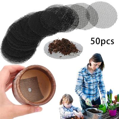 Lot de 50 tapis de drainage respirants pour pots de fleurs