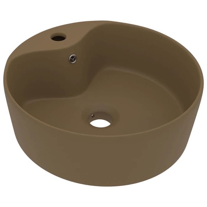 VidaXL Lavabo de Luxe avec Trop-plein Vasque à Poser de Toilette Lave-mains de Salle de Bain Salle Cosmétique Maison Crème 147040