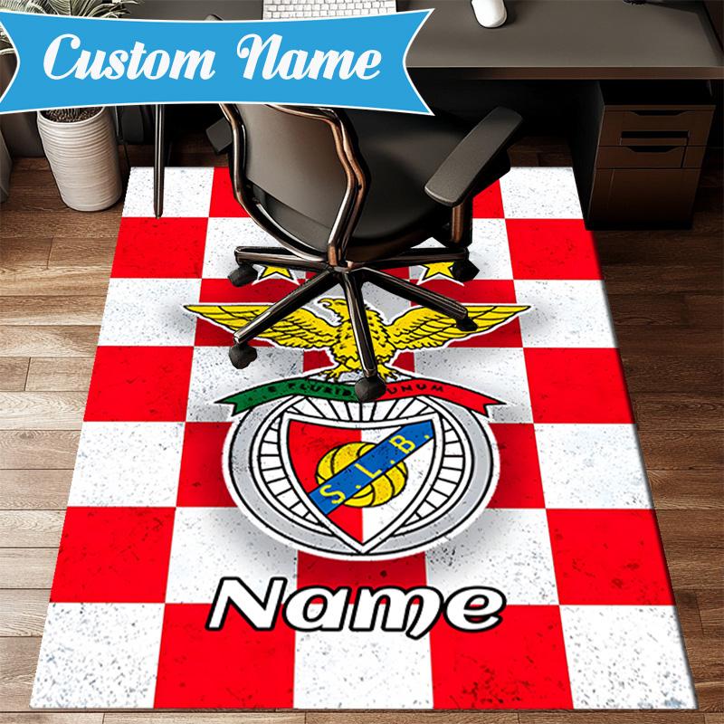 Custom Name Benfica Football Crest Rug Game Carpet, Floor Mat for Bedroom Living Room Entryway Rug, Home Decor Idea Gift for Christmas Birthday