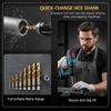 6-Piece Industrial Grade HSS Titanium Coated Threading Tap Drill Bit Set for Metalworking Woodworking Household Repair Use