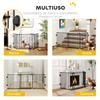 Folding Steel Dog Gate with Automatic Closure, 202.5x2x76cm, Black