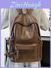 Vintage Korean Style Casual Backpack For Students And Travel With Pu Material