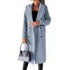 Women's Spring Set Versatile Woolen Coat Solid Color Long Sleeve Double breasted Insert Pocket