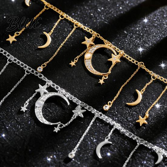 Ciondoli Collana con Stella e Luna Catena con Nappa Boho Choker