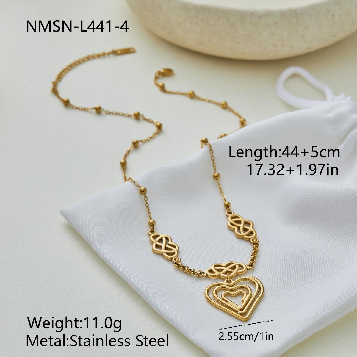 GEMCHIC Women s Layered Heart Knot Necklace Set Gold Plated Stainless Steel Geometric Pendant Chain Jewelry for Party Daily Wear