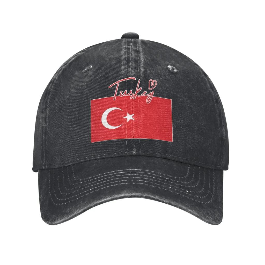 Turkish Flag Turkey Proud Unisex Style Baseball Cap Distressed Washed Hats Cap Vintage Outdoor Adjustable Fit Snapback Cap