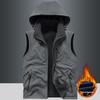 Gilet da uomo in pile Sherpa double-face con imbottitura in velluto, per esterni, con cappuccio staccabile