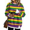 Damen Mode Lässig Gestreift Langarm Sweatshirt Zweiteilig Locker Sitzend Pullover Oberteil