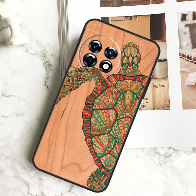 Turtle Wood Pattern Case For OnePlus 12 12R 11 9 10 Pro 10R 9R 8T 10T Nord CE 2 3 Lite 2T CE4 N10 N20 N30 Cover