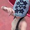 Vintage Star Washed Denim Forward Hat Female Versatile Reverse Beret Big Head Circumference Hat Spring and Autumn