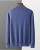 Men's 100% Pure Wool Half-Zip Sweater - Thickened Knit Base Layer for Autumn and Winter