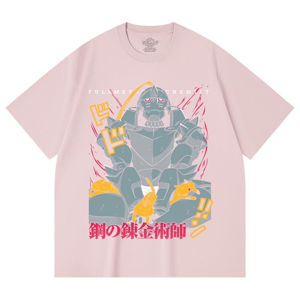 T-shirt Unisex in Cotone Pesante 230 g/m² 100% Cotone con Stampa Fullmetal Alchemist V4 Alphonse