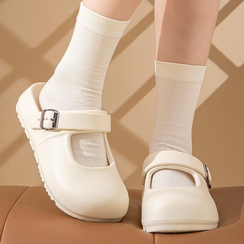 Fashion Women Sandals Mary Jane Outdoor Sandals Thick Sole Closed Toe Garden Clogs Beach Slippers Soft Bottom Home Slides