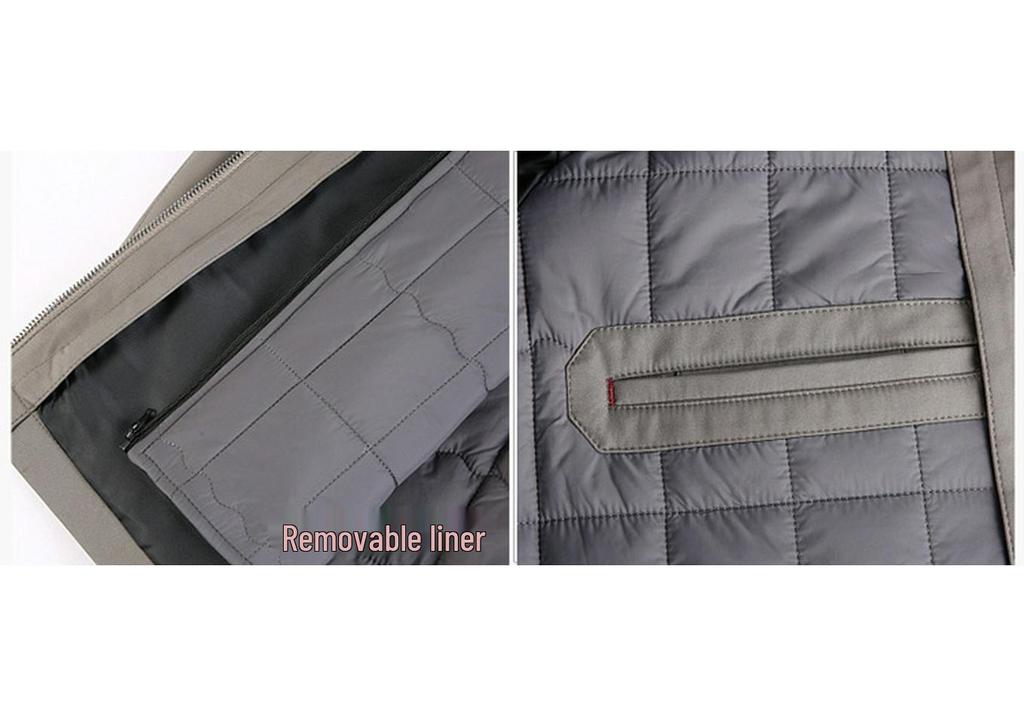 2025 Men's Stand-Collar Cotton Jacket: Thickened, Detachable Liner, Autumn/Winter Padded Outerwear for Middle-aged & Elderly