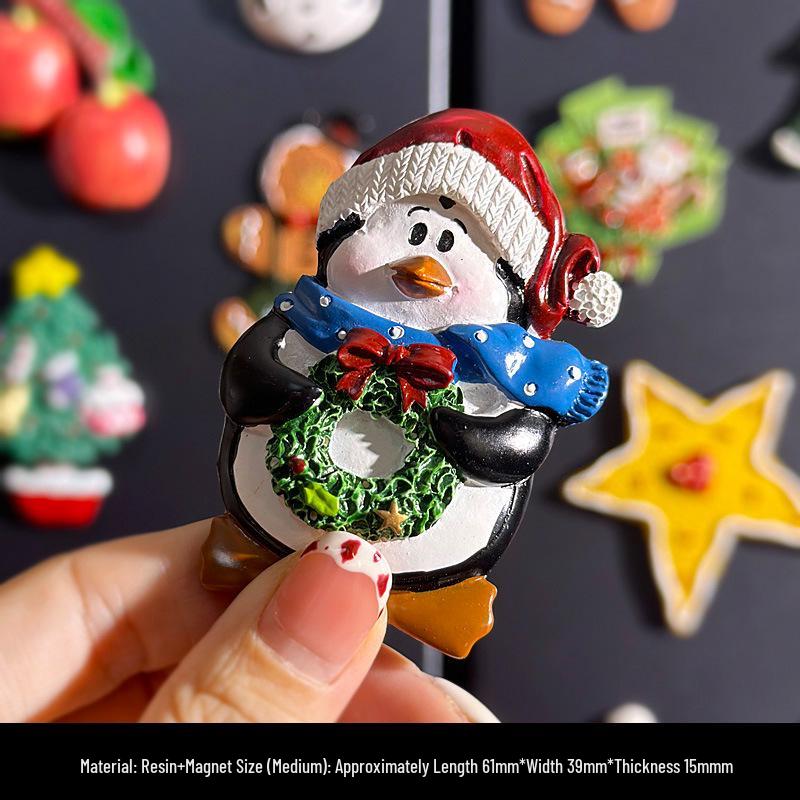 3D Креативный Рождественский Магнит на Холодильник: Декоративные наклейки «Снеговик и Пряничный человечек» Medium