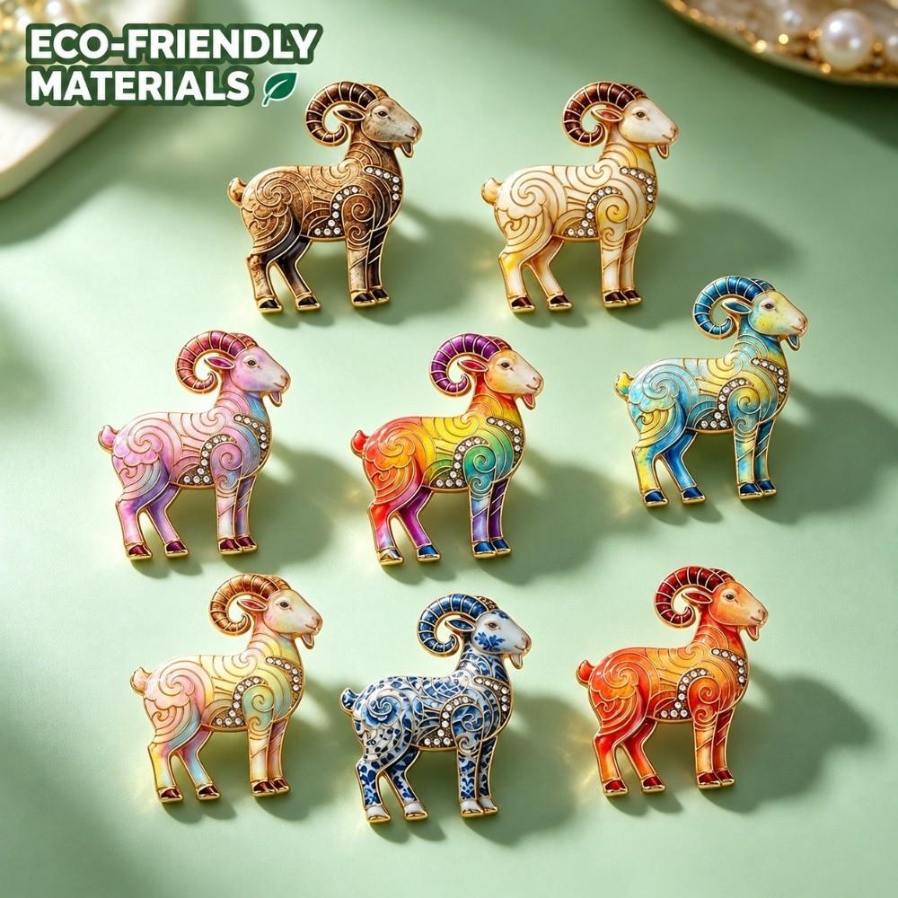 Diamond-inlaid Sheep Brooch Vintage Brooch Pins Trendy Lady's Suit Brooch  Cloth Accessories